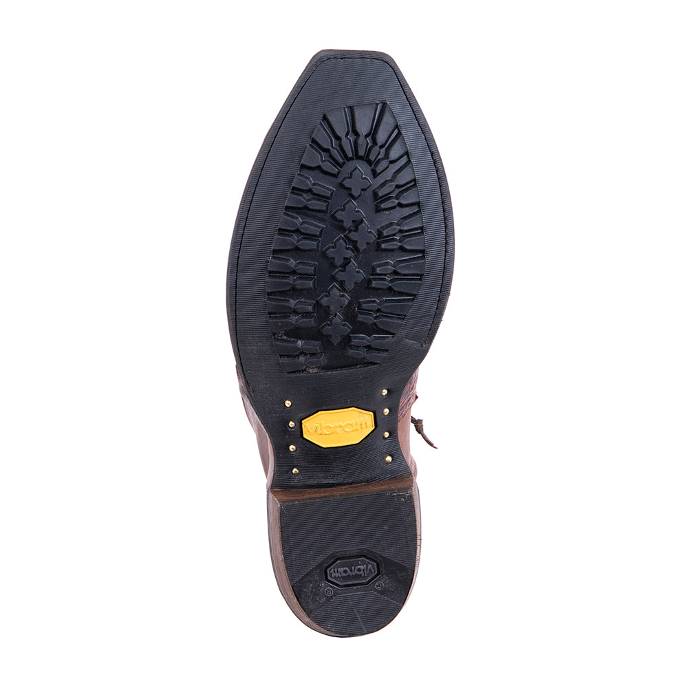 Men's Short Zip Raisin Belly Croc Canella Goat Boot with Mini Vibram Sole