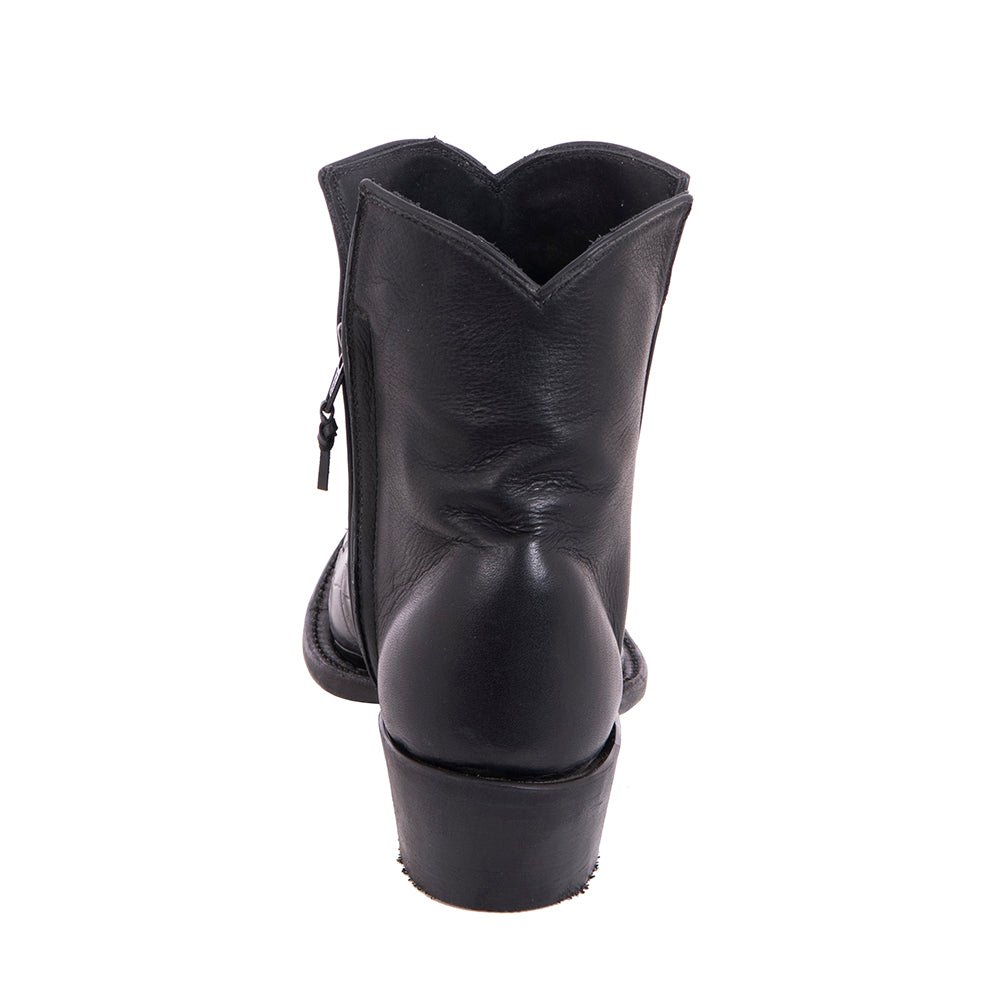 Ladies Black Alligator and Aniline Short Boot