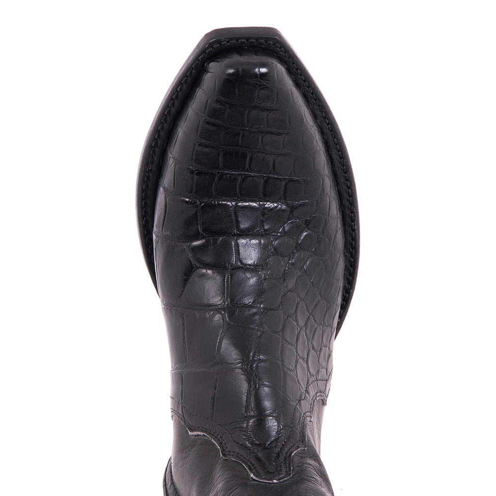 Ladies Black Alligator and Aniline Short Boot
