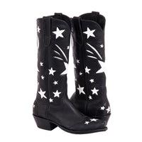 Ladies 13" Black Aniline Star Inlay Cowboy Boot