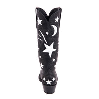 Ladies 13" Black Aniline Star Inlay Cowboy Boot