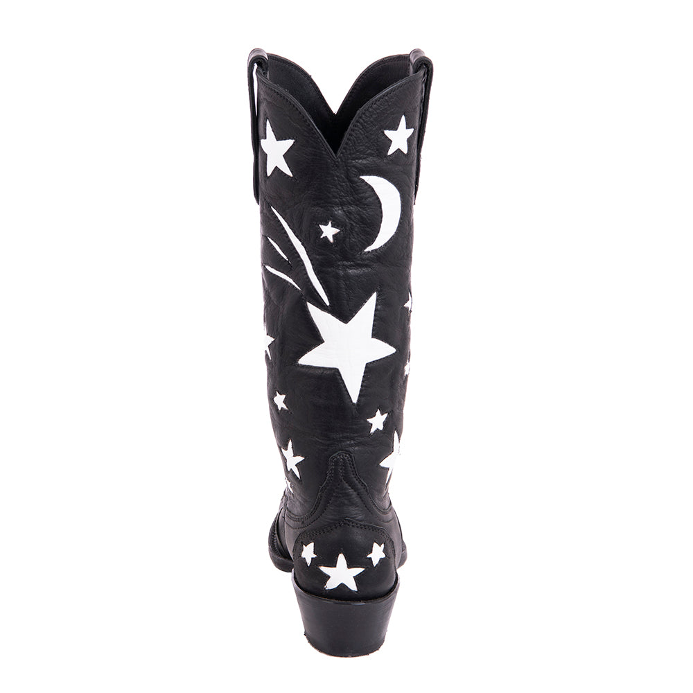 Ladies 13" Black Aniline Star Inlay Cowboy Boot