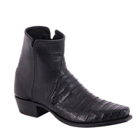 Men's Short Black Caiman Black Aniline Boot with Mini Vibram Sole