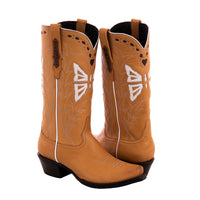 Ladies 13" Pearwood Kidskin Butterfly Inlay Cowboy Boots