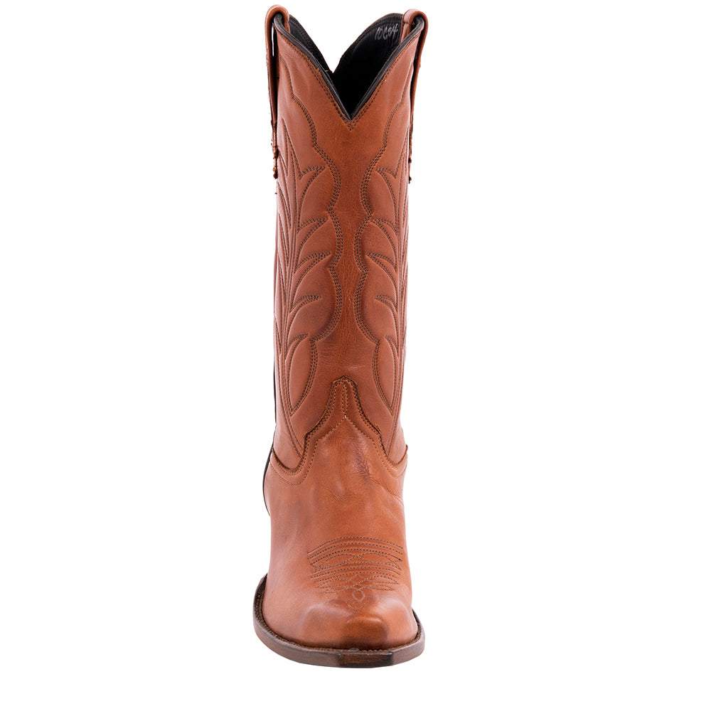 Ladies' British Tan Aniline Burnished Winn Stitch with Toe Bug Cowboy Boot