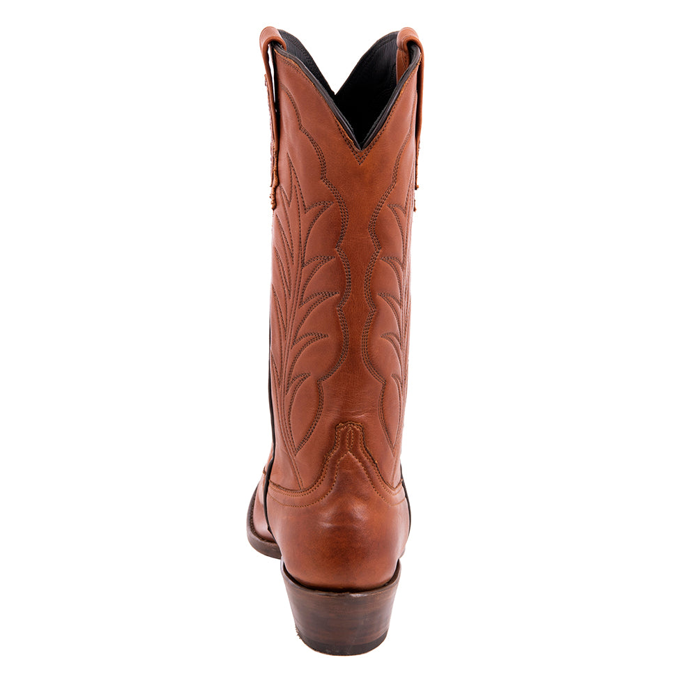 Ladies' British Tan Aniline Burnished Winn Stitch with Toe Bug Cowboy Boot