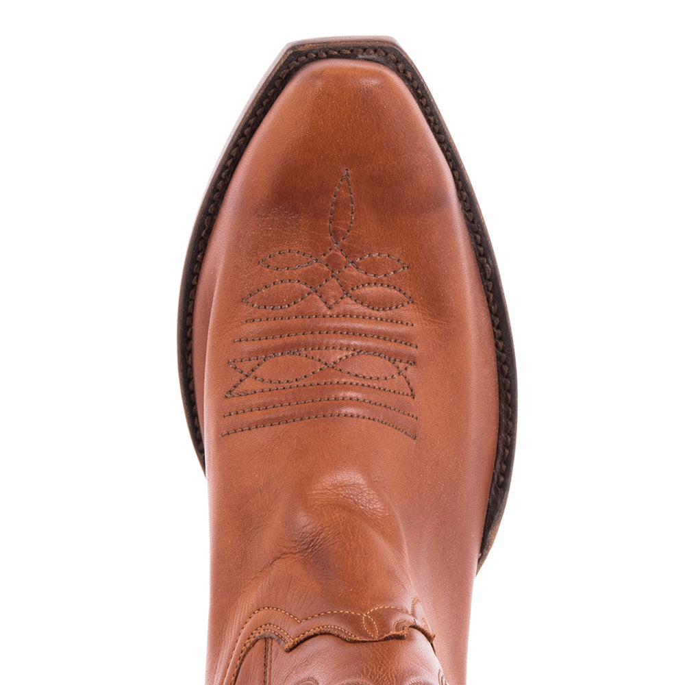 Ladies' British Tan Aniline Burnished Winn Stitch with Toe Bug Cowboy Boot