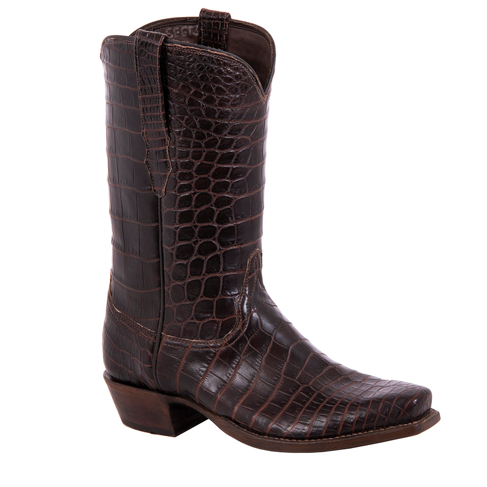 Men's 12" Two Tone Chocolate Nile Crocodile Cowboy Boot