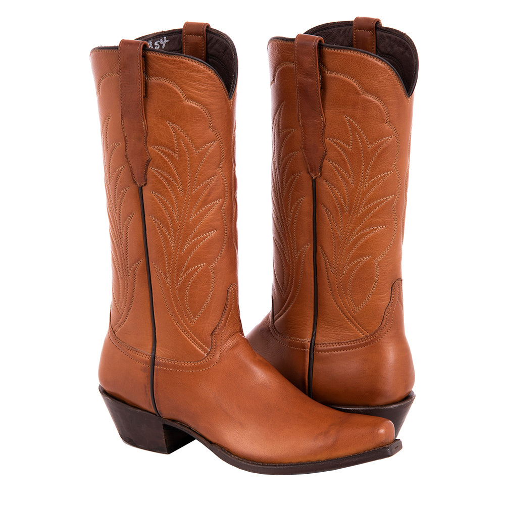 Ladies 13" British Tan Winn Stitch Cowboy Boot