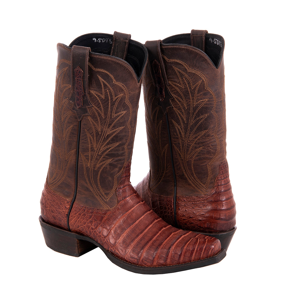 Men's 12" Raisin Crocodile Goat Cowboy Boot with Mini Vibram