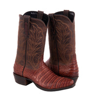 Men's 12" Raisin Crocodile Goat Cowboy Boot with Mini Vibram