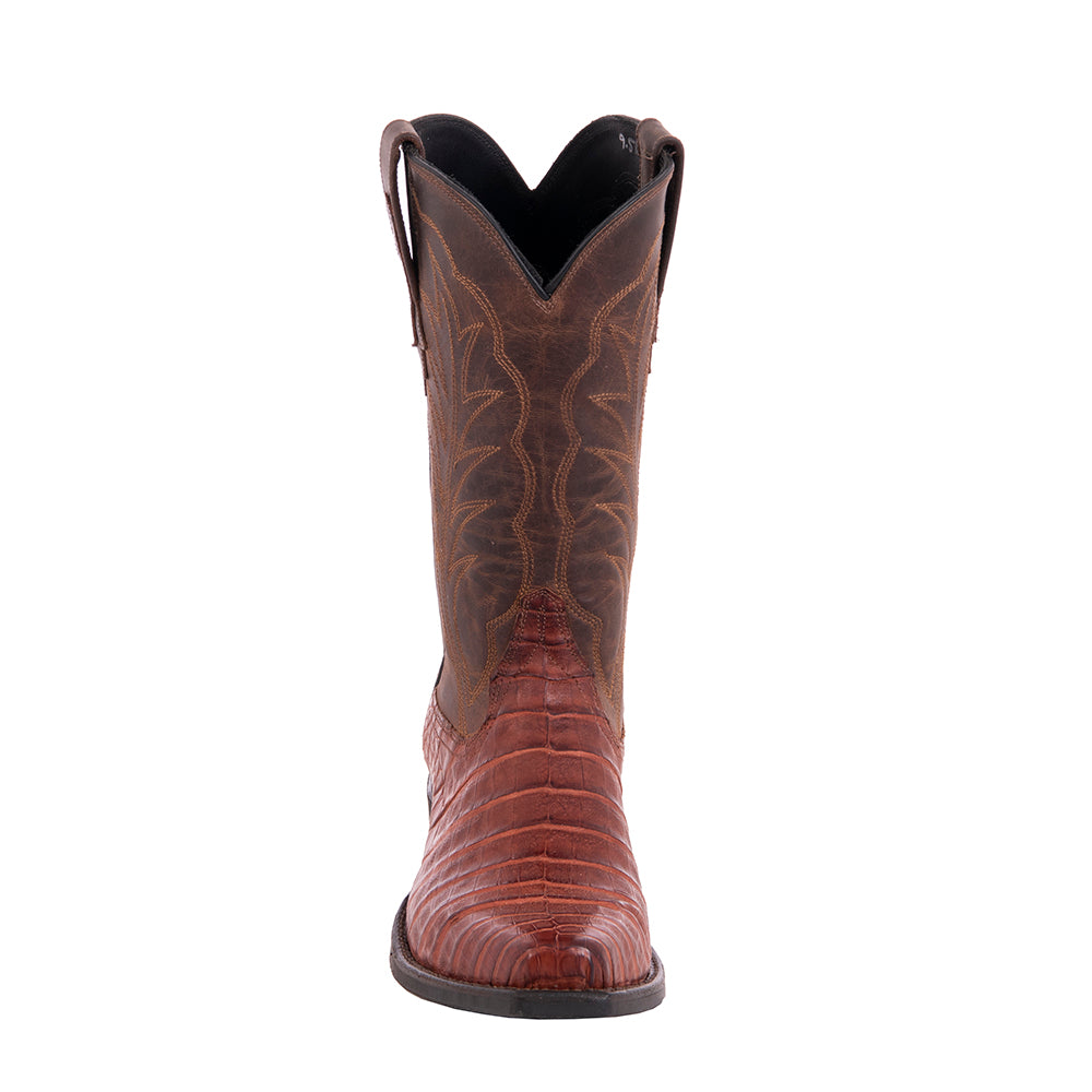 Men's 12" Raisin Crocodile Goat Cowboy Boot with Mini Vibram