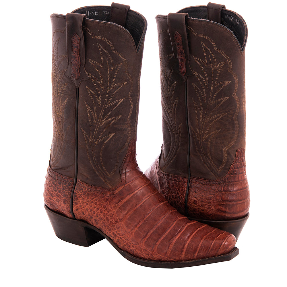 Men's 12" Raisin Caiman Canella Goat Winn Cowboy Boot
