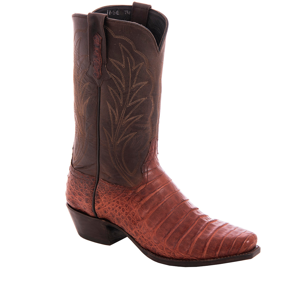 Men's 12" Raisin Caiman Canella Goat Winn Cowboy Boot