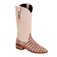 Ladies 13" Natural Caiman Bone Kidskin Roper Boots