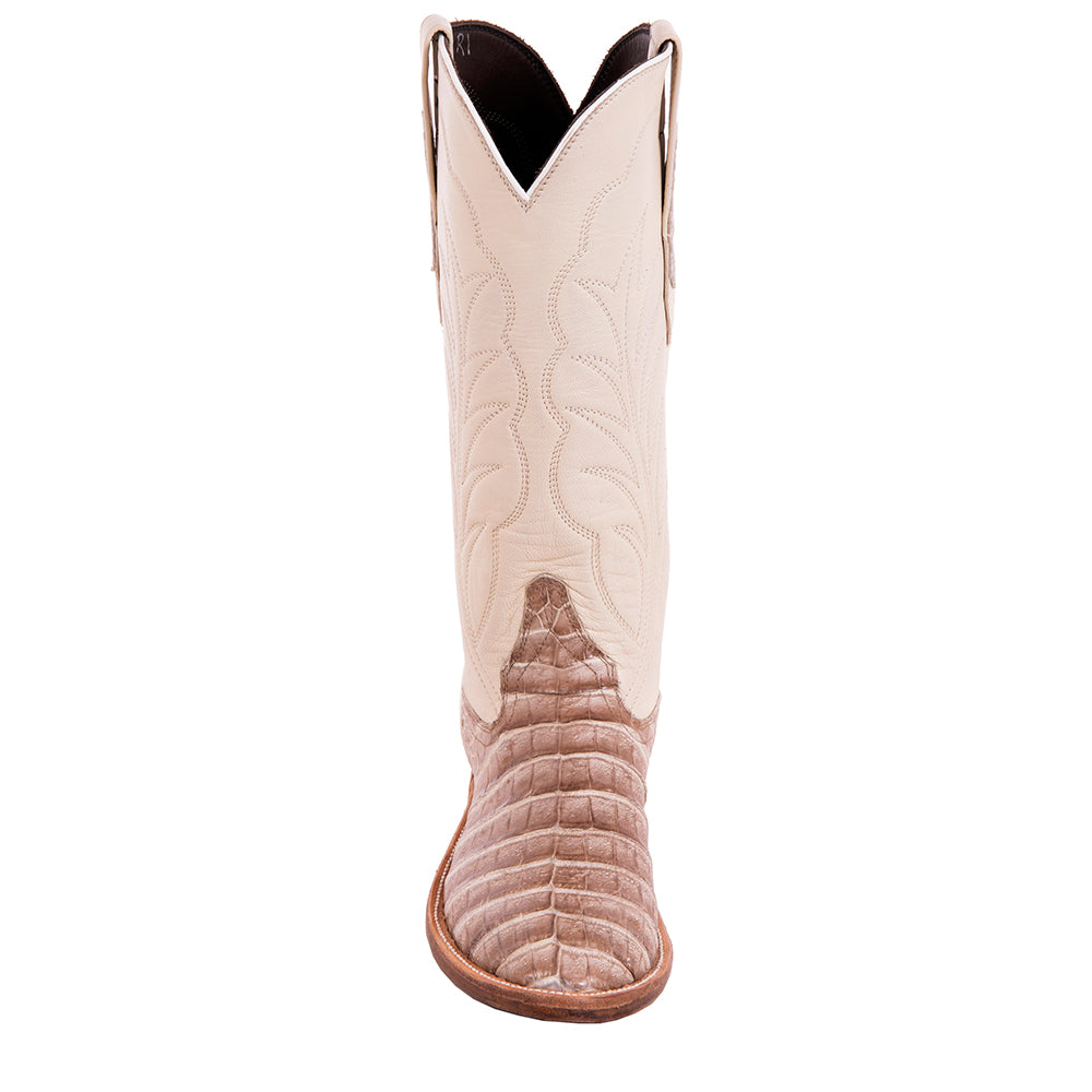 Ladies 13" Natural Caiman Bone Kidskin Roper Boots