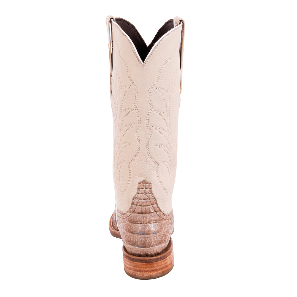 Ladies 13" Natural Caiman Bone Kidskin Roper Boots
