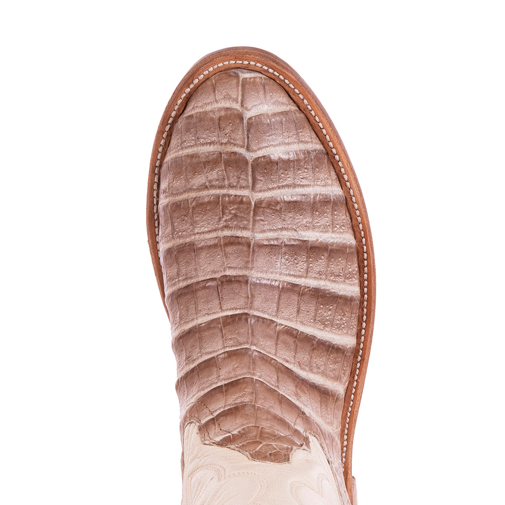 Ladies 13" Natural Caiman Bone Kidskin Roper Boots
