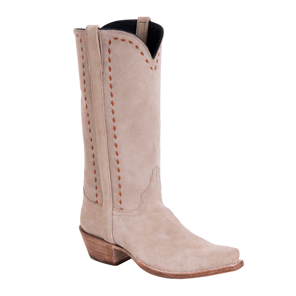Ladies 13" Tan Roughout Buckstitched Cowboy Boot