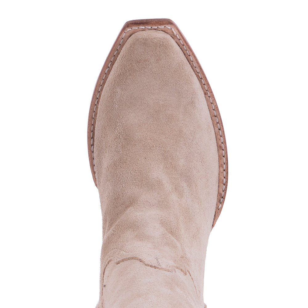 Ladies 13" Tan Roughout Buckstitched Cowboy Boot