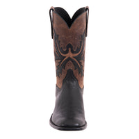 Men's Cowboy 12-2 Black Bison/Canella Goat Fern Inlay Toe Bug Spur Lip and Heavy Sole