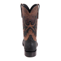 Men's Cowboy 12-2 Black Bison/Canella Goat Fern Inlay Toe Bug Spur Lip and Heavy Sole