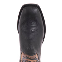 Men's Black Bison and Canella Goat Fern Inlay Cowboy Boot
