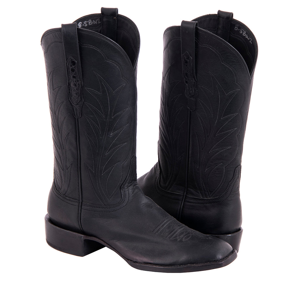 Ladies 12" Black Mad Dog Winn Cowboy Boots