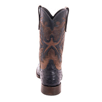 Men's Navy Full Quill Ostrich and Canella Goat Fern Inlay Cowboy Boot with Spur Lip