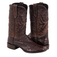 Men's Nicotine Ostrich Canella Goat Fern Cowboy Boot