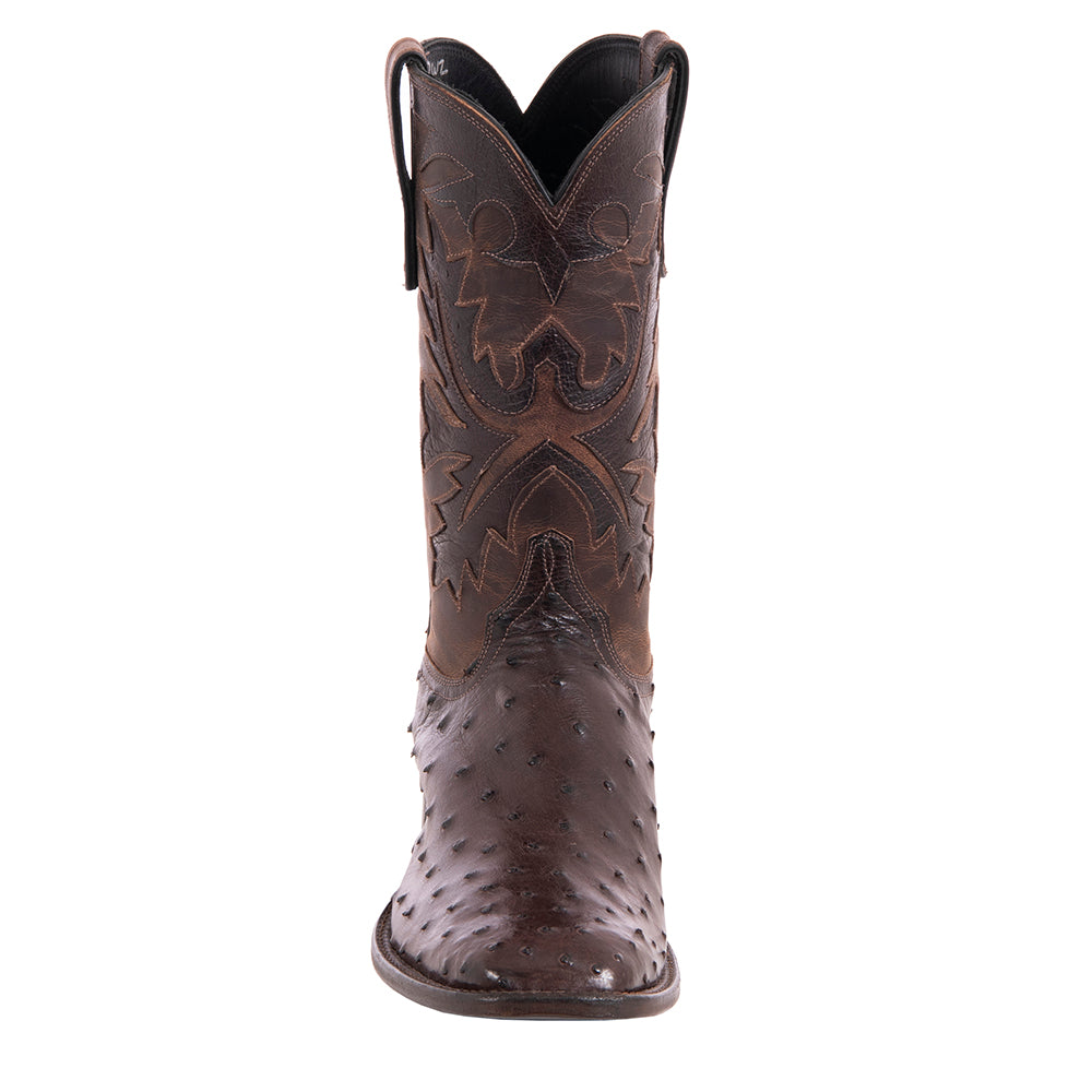 Men's Nicotine Ostrich Canella Goat Fern Cowboy Boot