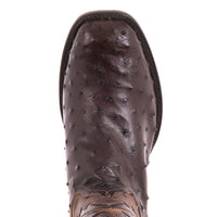 Men's Nicotine Ostrich Canella Goat Fern Cowboy Boot
