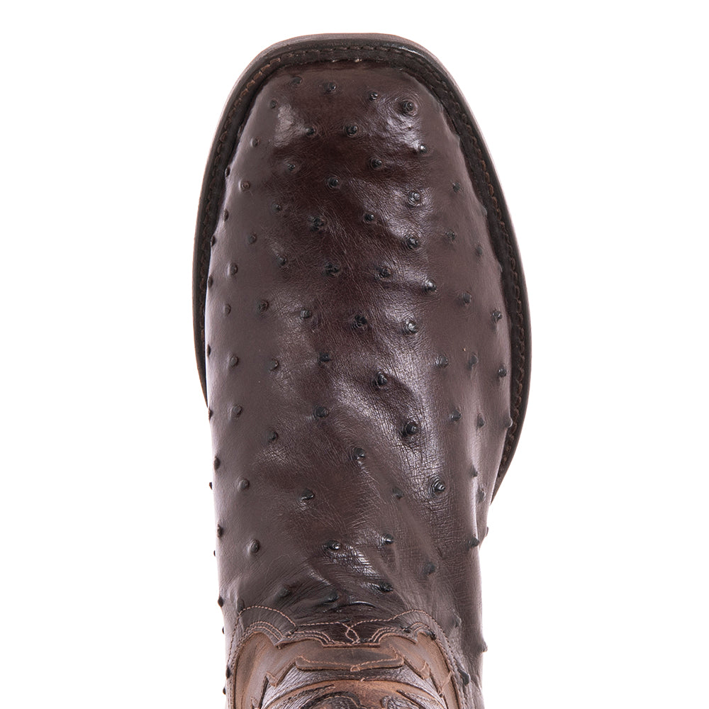 Men's Nicotine Ostrich Canella Goat Fern Cowboy Boot