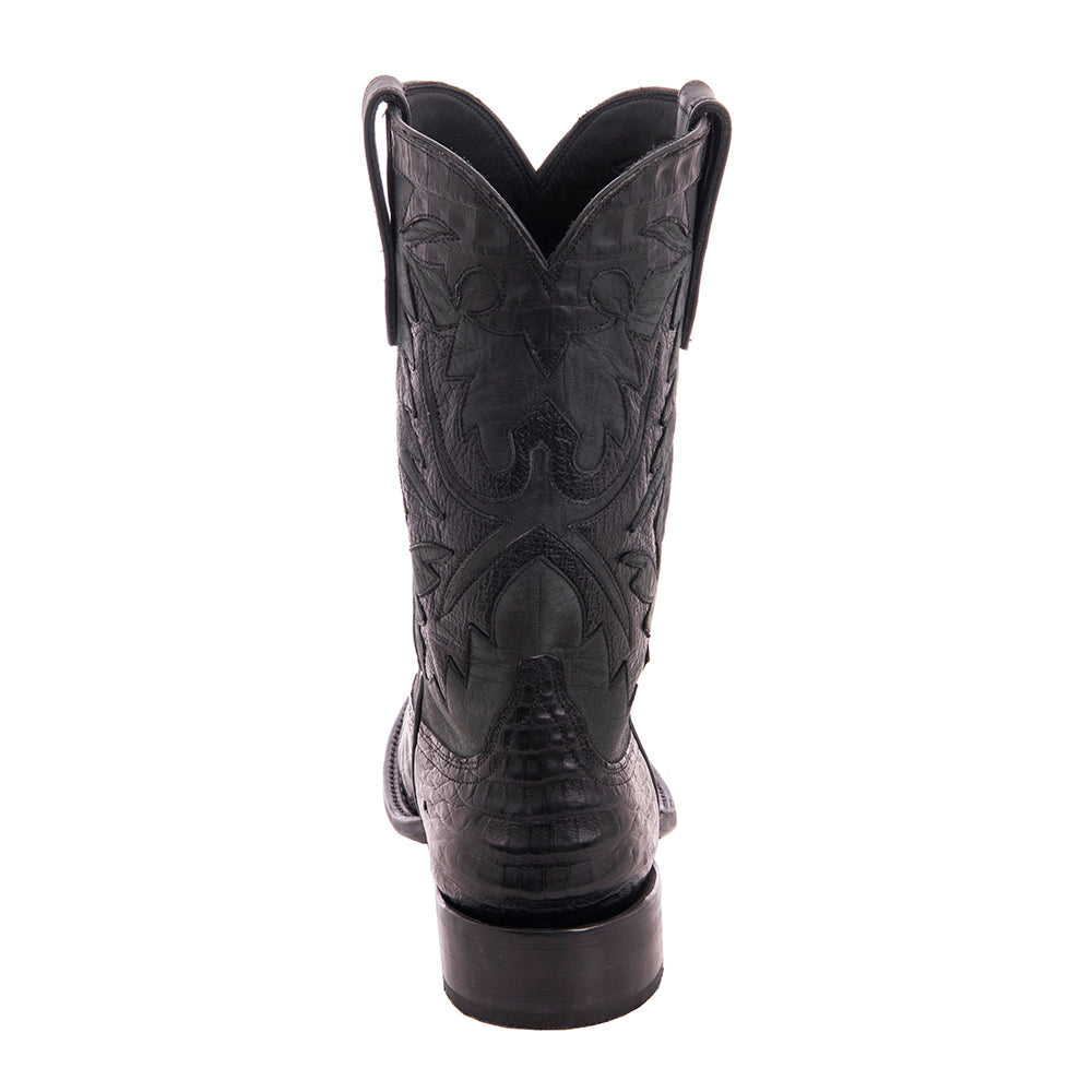 Men's 12" Black Caiman Black Mad Dog Cowboy Boot