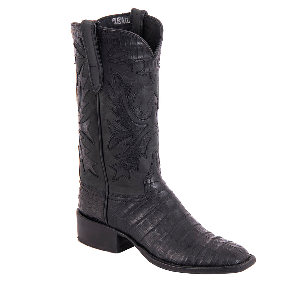Ladies 12" Black Caiman Mad Dog Fern Cowboy Boots