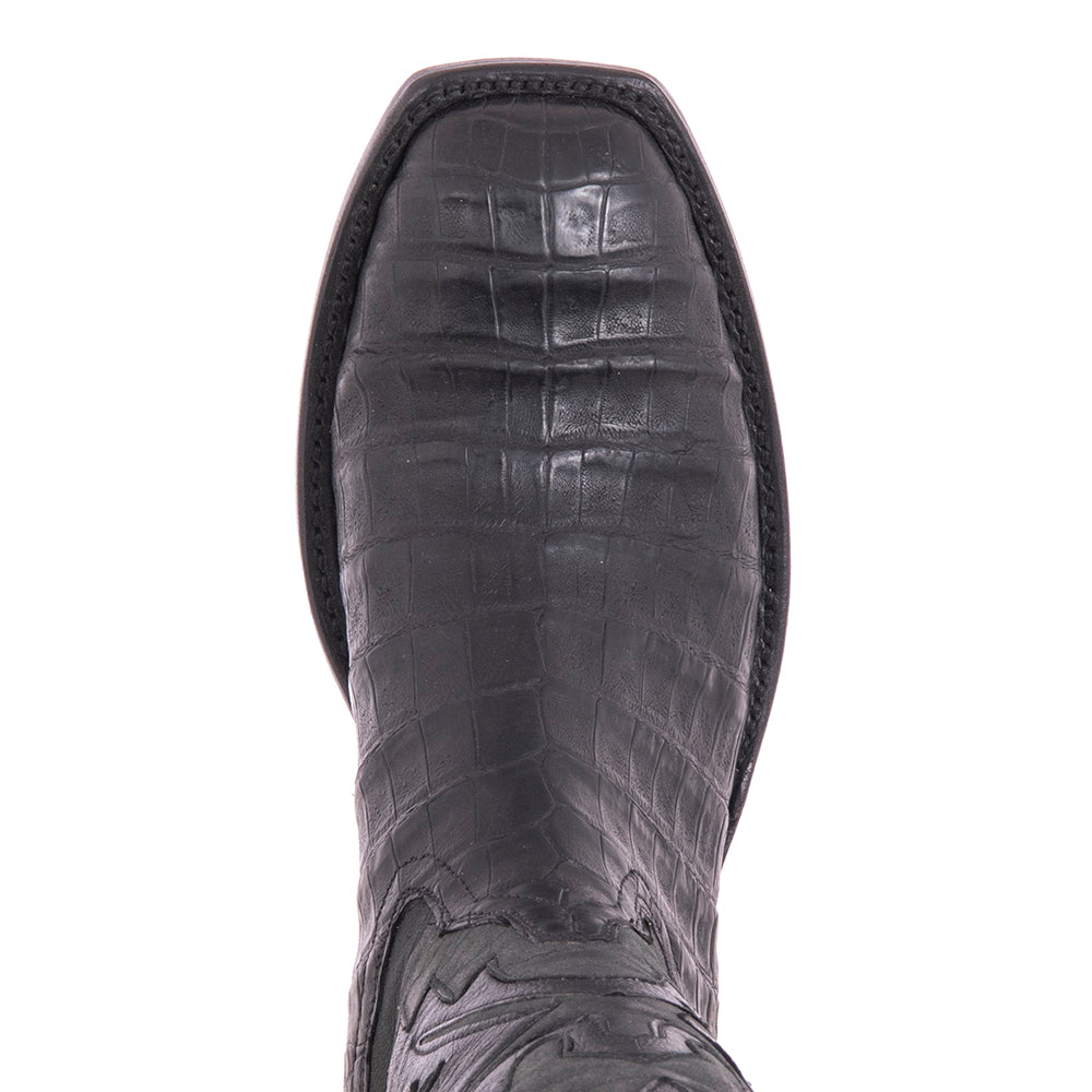 Ladies 12" Black Caiman Mad Dog Fern Cowboy Boots