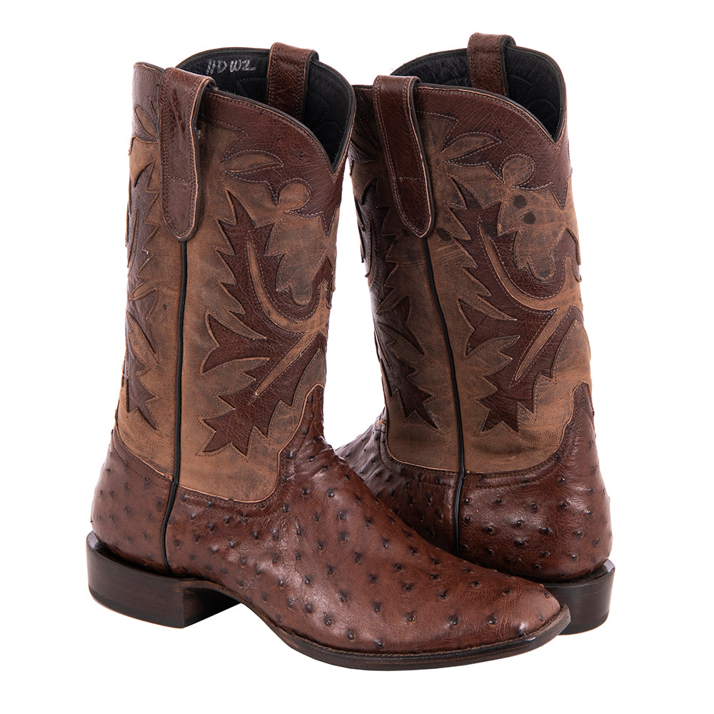Men's 12" Kango Full Quill Ostrich Canella Goat Fern Cowboy
