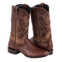 Men's 12" Kango Full Quill Ostrich Canella Goat Fern Cowboy