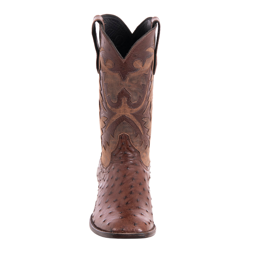 Men's 12" Kango Full Quill Ostrich Canella Goat Fern Cowboy