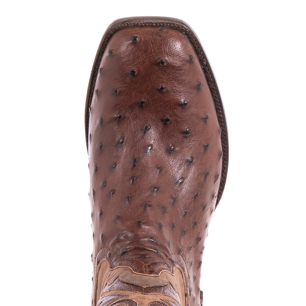 Men's 12" Kango Full Quill Ostrich Canella Goat Fern Cowboy