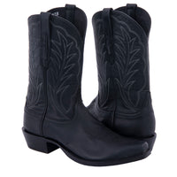 Men's 12" Black Mad Dog Winn Stitch Cowboy Boot with Toe Bug