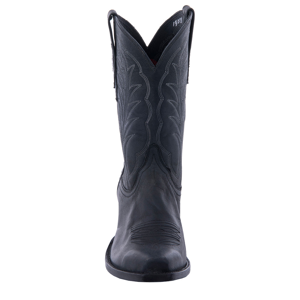 Men's 12" Black Mad Dog Winn Stitch Cowboy Boot with Toe Bug