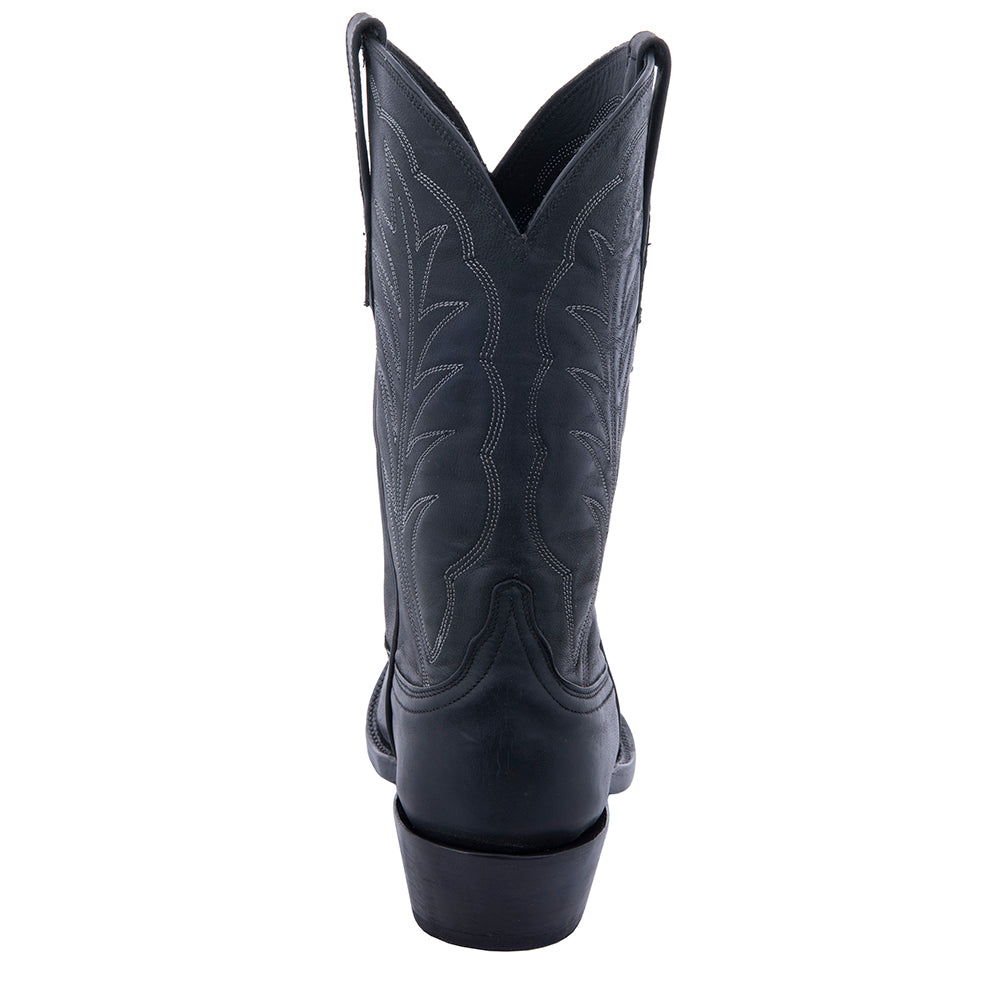 Men's 12" Black Mad Dog Winn Stitch Cowboy Boot with Toe Bug
