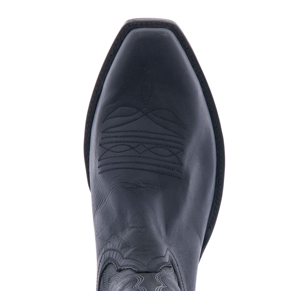 Men's 12" Black Mad Dog Winn Stitch Cowboy Boot with Toe Bug