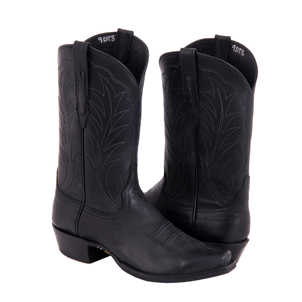 Men's 12" Black Mad Dog Cowboy Boots with Mini Vibram Sole