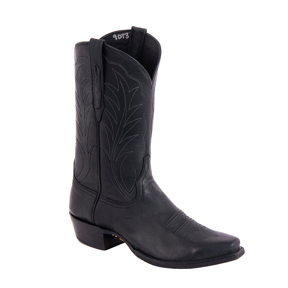 Men's 12" Black Mad Dog Cowboy Boots with Mini Vibram Sole