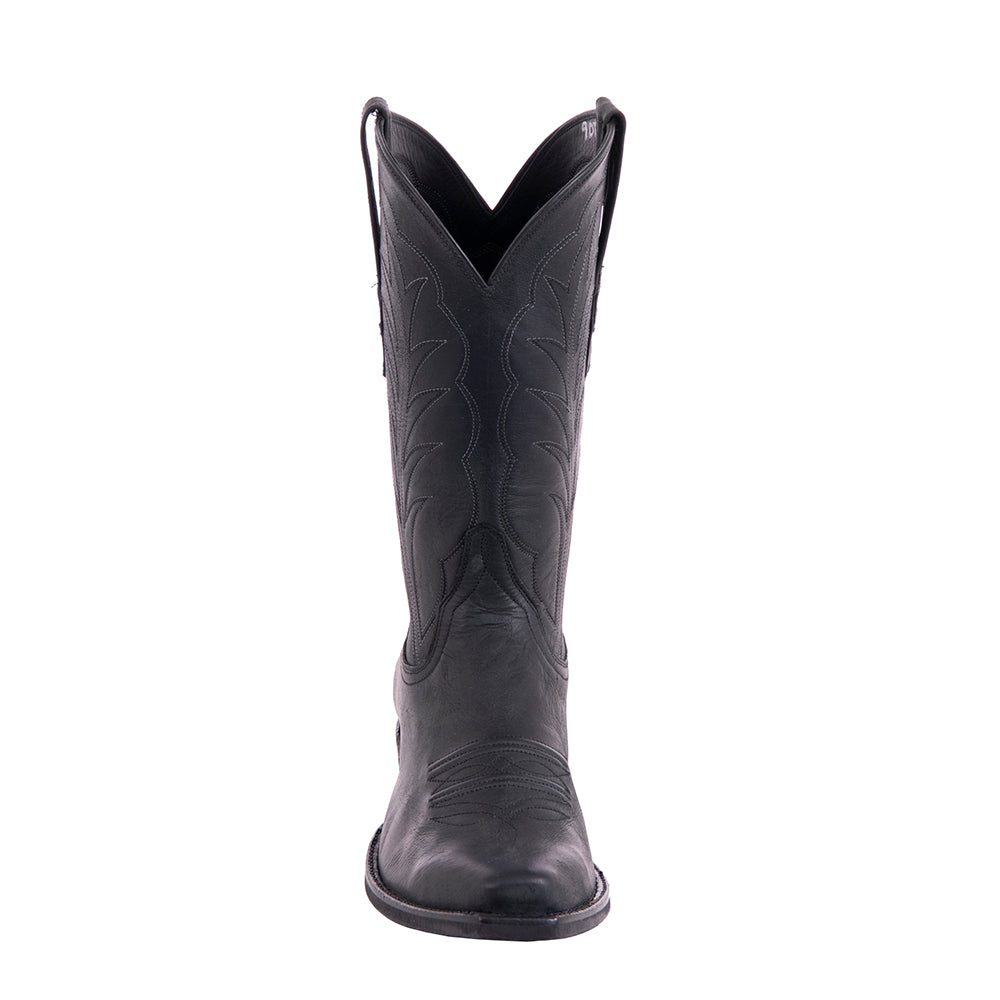 Men's 12" Black Mad Dog Cowboy Boots with Mini Vibram Sole