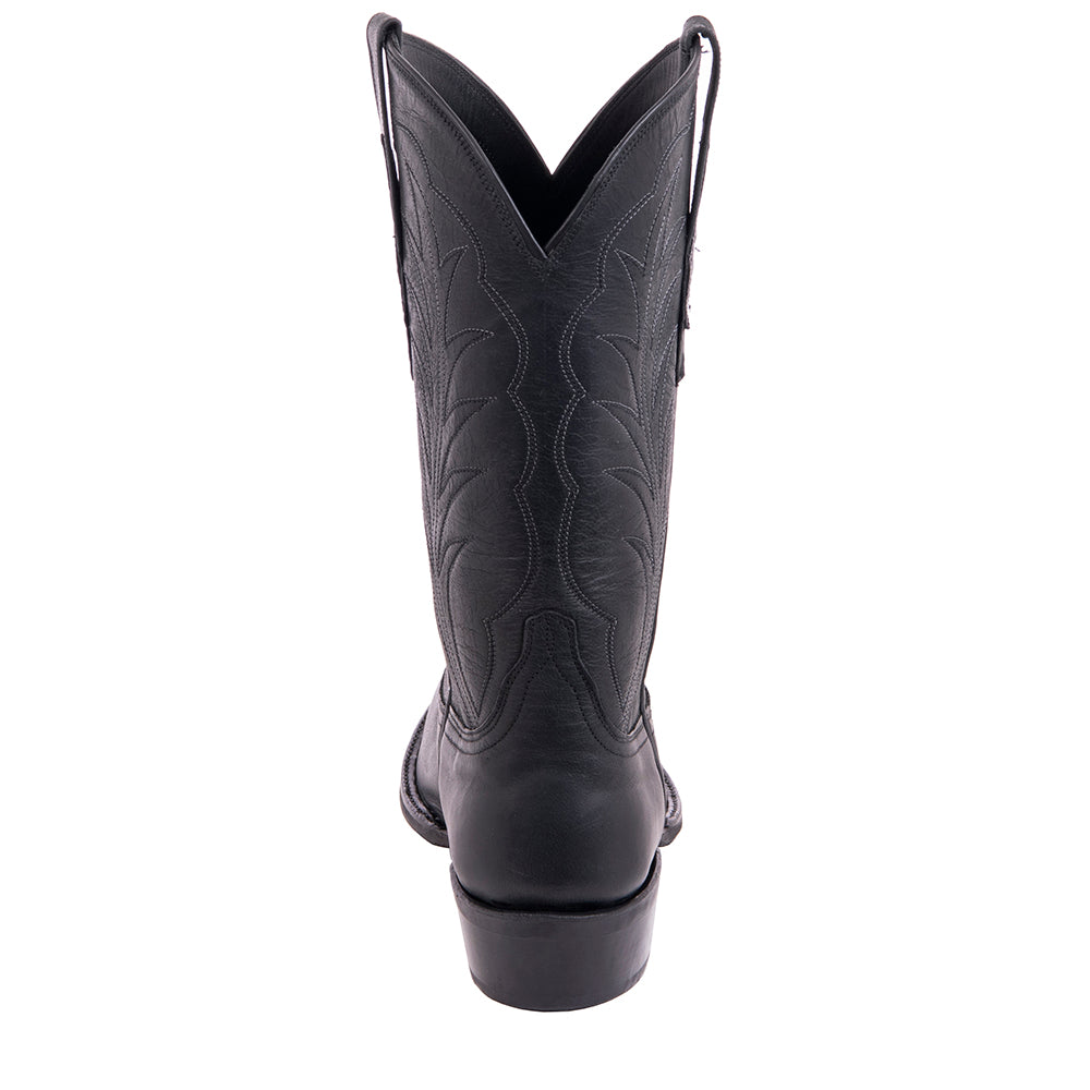 Men's 12" Black Mad Dog Cowboy Boots with Mini Vibram Sole