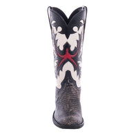 Ladies 12" Tan Distress Lizard Bone Fern Cowboy Boot