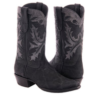 Men's 12" Black Elephant Goat Cowboy Boots with Mini Vibram Sole
